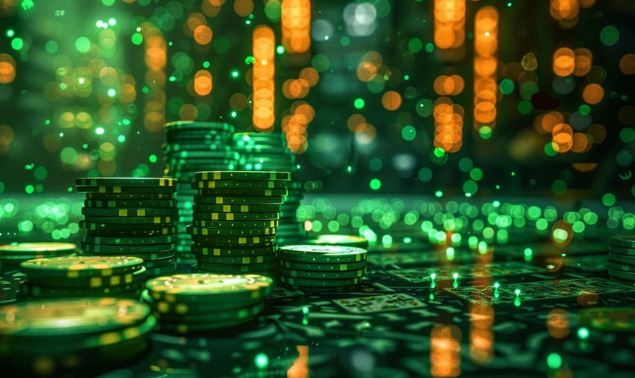 Permainan kartu real-time Kartu blackjack dan chip di meja permainan